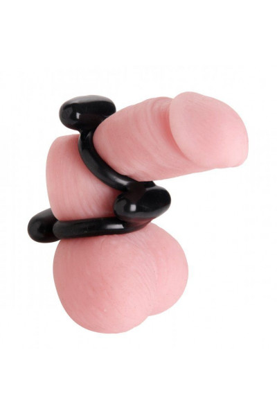 Двойное эрекционное кольцо Dual Stretch To Fit Cock and Ball Ring