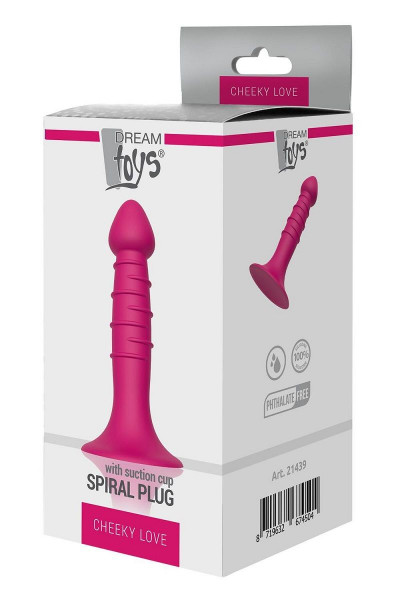 Розовая анальная пробка-фаллос SPIRAL PLUG - 13,5 см.