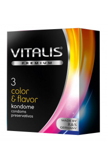 Цветные ароматизированные презервативы VITALIS PREMIUM color   flavor - 3 шт.