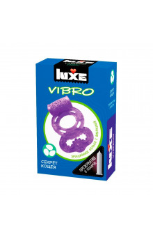 Фиолетовое эрекционное виброкольцо Luxe VIBRO  Секрет Кощея  + презерватив