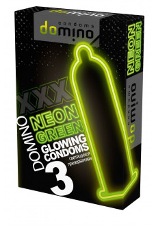 Презервативы DOMINO Neon Green со светящимся в темноте кончиком - 3 шт.