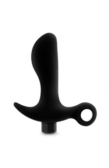 Черный анальный вибратор Silicone Vibrating Prostate Massager 01 - 10,8 см.