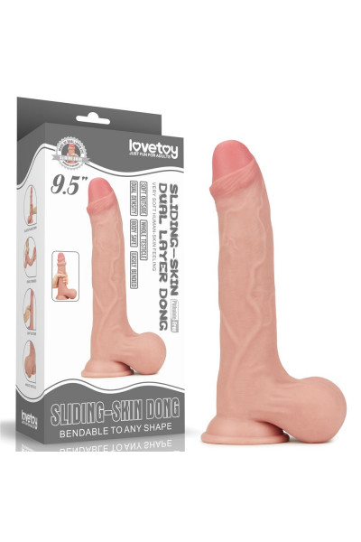 Телесный фаллоимитатор Sliding Skin Dual Layer Dong - 24,5 см.