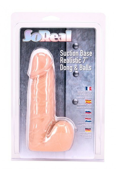 Телесный фаллоимитатор SO REAL REALISTIC 7INCH DONG   BALLS - 18 см.