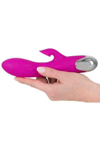 Лиловый вибратор-кролик Super Soft Silicone Sucking Vibrator - 20 см.