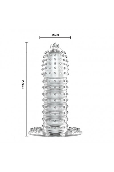 Закрытая прозрачная насадка Crystal sleeve - 12 см.