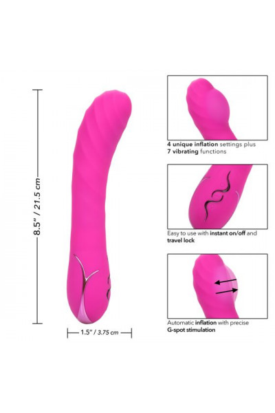 Розовый вибромассажер Insatiable G Inflatable G-Wand с функцией расширения - 21,5 см.