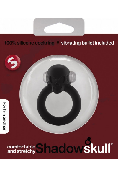 Чёрное виброкольцо Shadow Skull Cockring с черепом