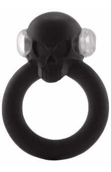 Чёрное виброкольцо Shadow Skull Cockring с черепом