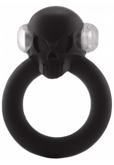 Чёрное виброкольцо Shadow Skull Cockring с черепом