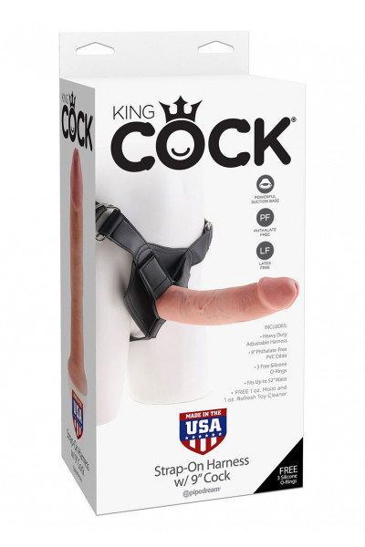 Страпон Harness со съемной телесной насадкой King Cock 9 - 22,9 см.