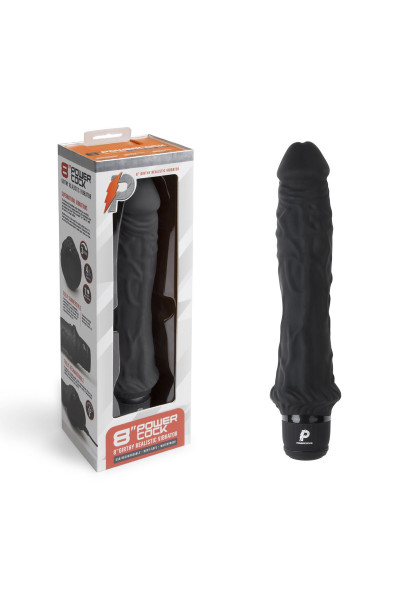 Черный вибратор-реалистик 8  Girthy Realistic Vibrator - 24,5 см.