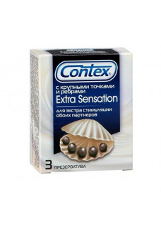 Презервативы с крупными точками и рёбрами Contex Extra Sensation - 3 шт.