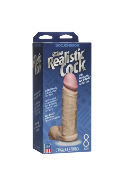 Телесный фаллоимитатор The Realistic Cock 8” with Removable Vac-U-Lock Suction Cup - 22,3 см.