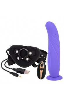 Фиолетовый вибрострапон 9INCH VIBRATION DILDO STRAP-ON - 24 см.