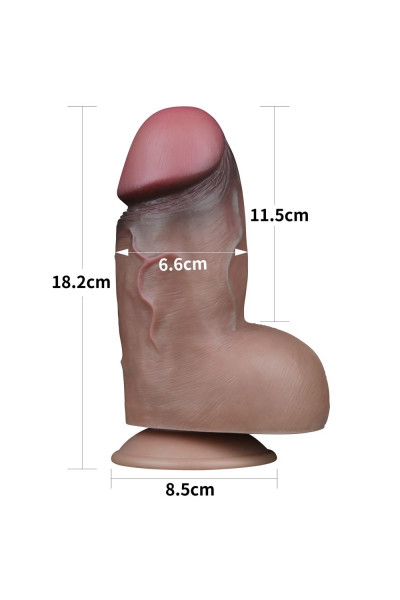 Коричневый фаллоимитатор 7.0 Dual Layered Platinum Silicone Cock - 18,2 см.