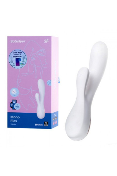 Белый вибратор-кролик Satisfyer Mono Flex с управлением через приложение - 20,4 см.