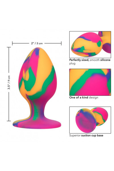 Яркая анальная пробка Cheeky Large Tie-Dye Plug - 9 см.