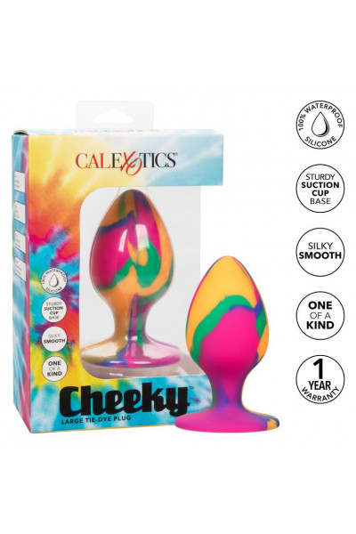 Яркая анальная пробка Cheeky Large Tie-Dye Plug - 9 см.