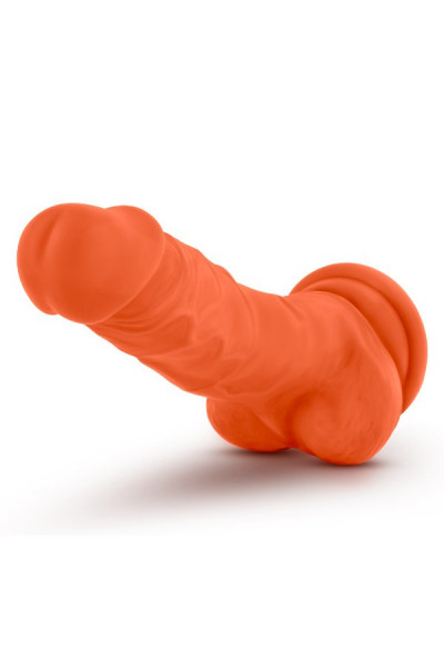 Оранжевый фаллоимитатор 7.5 Inch Silicone Dual Density Cock with Balls - 19 см.