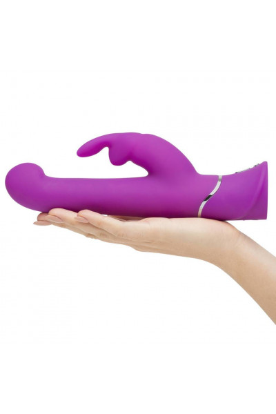 Фиолетовый вибратор с клиторальным стимулятором Beaded G-Spot Rechargeable Rabbit Vibrator - 24 см.