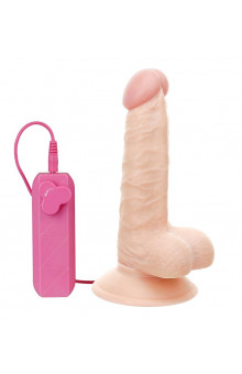 Реалистичный вибромассажёр с присоской и выносным пультом G-GIRL STYLE 6INCH VIBRATING DONG - 15,2 см.