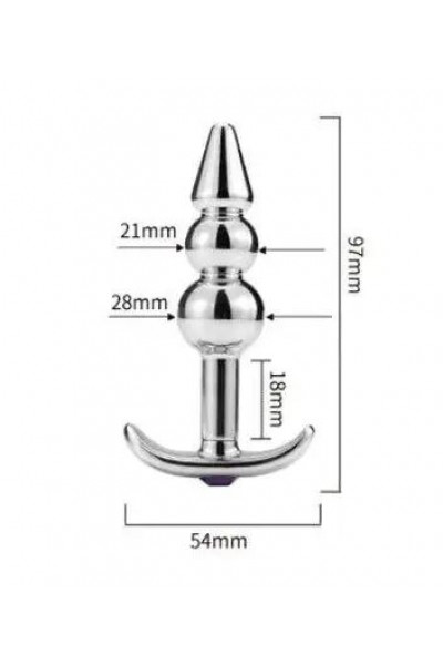 Металлическая анальная пробка-пирамидка с фиолетовым кристаллом - 9,7 см.