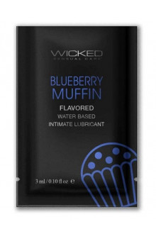 Лубрикант на водной основе с ароматом черничного маффина Wicked Aqua Blueberry Muffin - 3 мл.