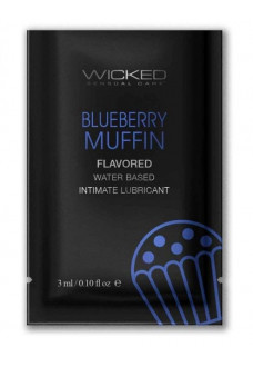 Лубрикант на водной основе с ароматом черничного маффина Wicked Aqua Blueberry Muffin - 3 мл.