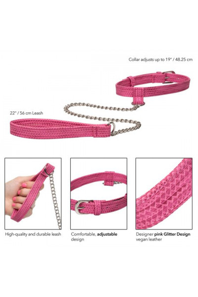 Розовый ошейник с поводком Tickle Me Pink Collar With Leash