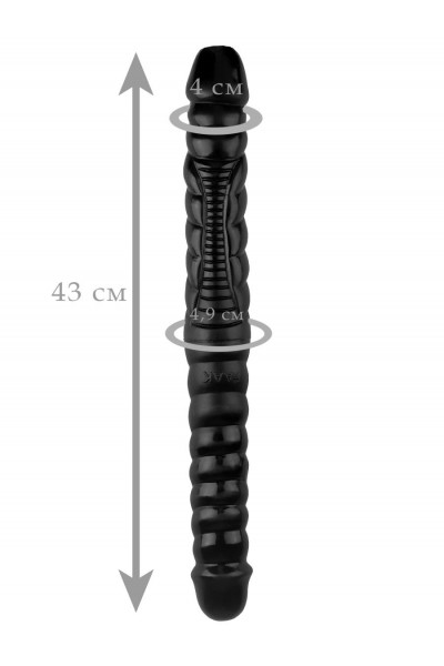 Черный двухсторонний спиралевидный фаллоимитатор - 43 см.