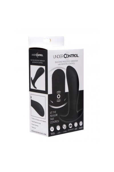 Черный стимулятор простаты Silicone Prostate Vibrator with Remote Control - 12 см.