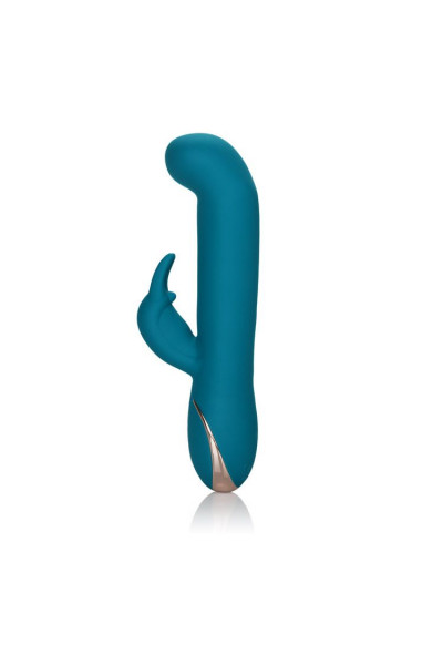 Бирюзовый вибратор с изогнутой головкой Jack Rabbit Signature Silicone Rocking  G  Rabbit - 20 см.