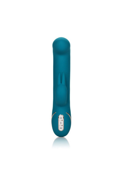 Бирюзовый вибратор с изогнутой головкой Jack Rabbit Signature Silicone Rocking  G  Rabbit - 20 см.