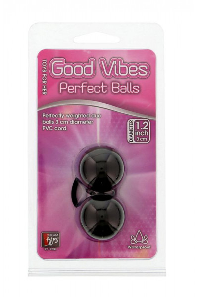 Чёрные вагинальные шарики на мягкой сцепке GOOD VIBES PERFECT BALLS