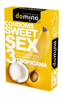 Презервативы для орального секса DOMINO Sweet Sex с ароматом тропических фруктов - 3 шт.