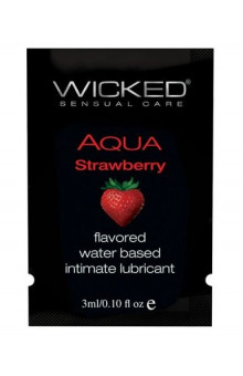 Лубрикант с ароматом клубники Wicked Aqua Strawberry - 3 мл.