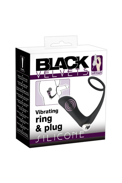 Черное эрекционное кольцо с анальной вибропробкой Vibrating Ring   Plug