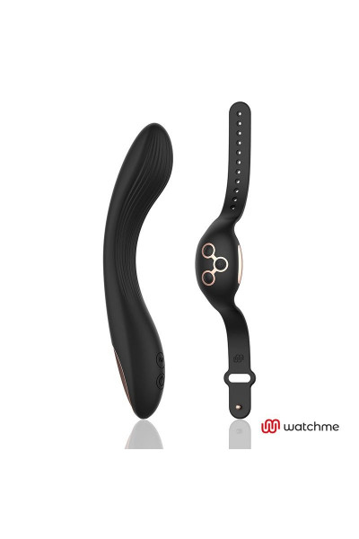 Черно-золотой вибратор с пультом-часами Anne s Desire Curve G-Spot Vibe Wireless Watchme - 20,5 см.