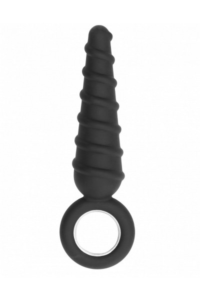 Анальная пробка со спиралью на поверхности No.60 Dildo With Metal Ring - 17,5 см.