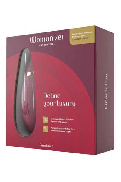 Бордовый клиторальный стимулятор Womanizer Premium 2