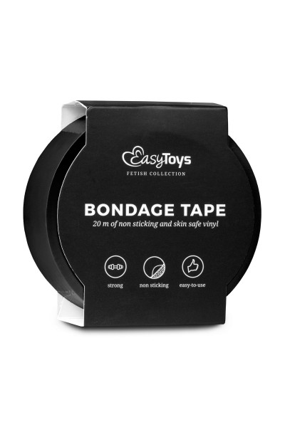 Черная лента для бондажа Easytoys Bondage Tape - 20 м.