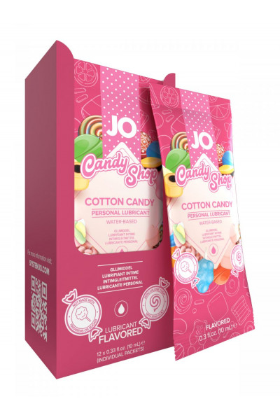 Смазка на водной основе Candy Shop Cotton Candy с ароматом сладкой ваты - 12 саше по 10 мл.