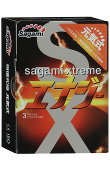 Презервативы Sagami Xtreme Energy с ароматом энергетика - 3 шт.