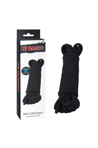 Хлопковая черная верёвка для любовных игр Mini Silk Rope - 10 м.