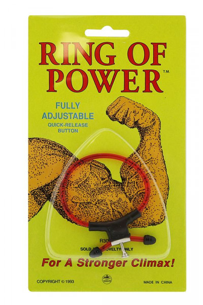 Красно-чёрное эрекционное кольцо с утяжкой RING OF POWER ADJUSTABLE RING