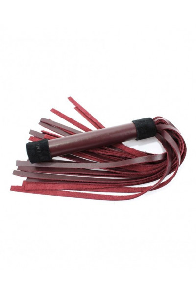 Бордовая плеть Maroon Leather Whip с гладкой ручкой - 45 см.