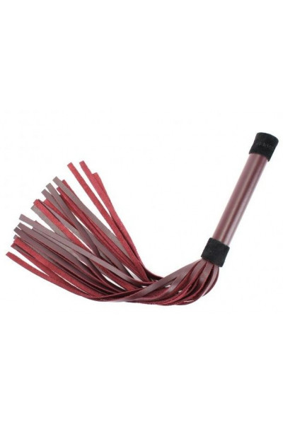 Бордовая плеть Maroon Leather Whip с гладкой ручкой - 45 см.