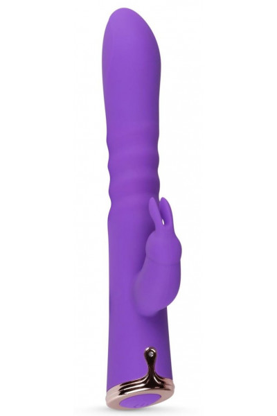 Фиолетовый вибратор-кролик The Queen Thrusting Vibrator - 29 см.