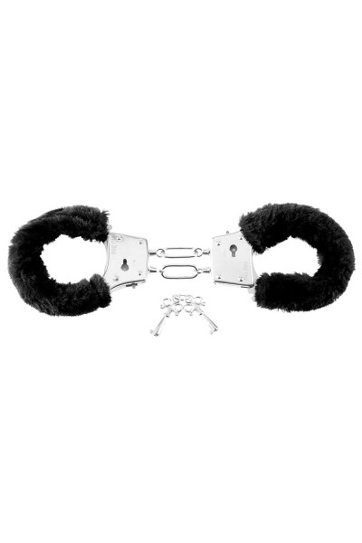 Меховые чёрные наручники Beginner s Furry Cuffs